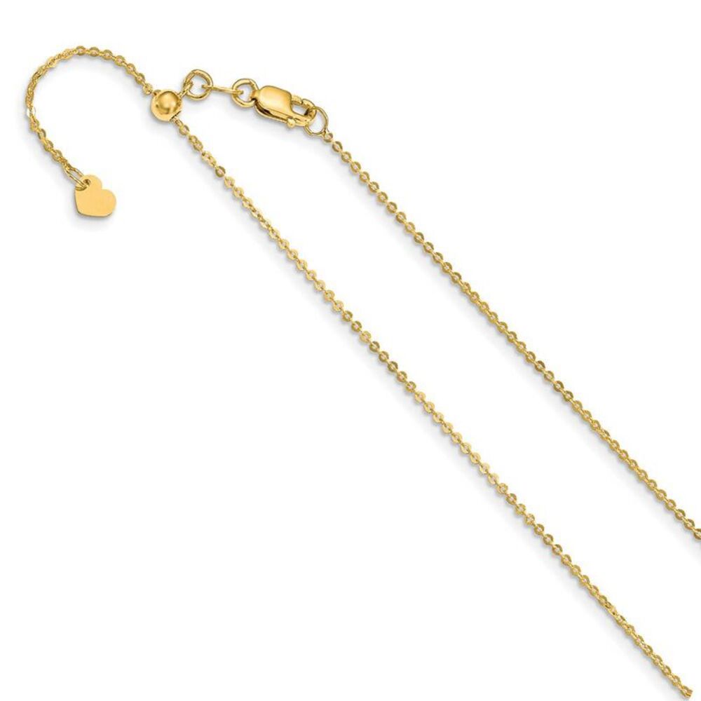 1mm 14k Yellow Gold Adjustable Flat Cable Chain Necklace, 22 Inch